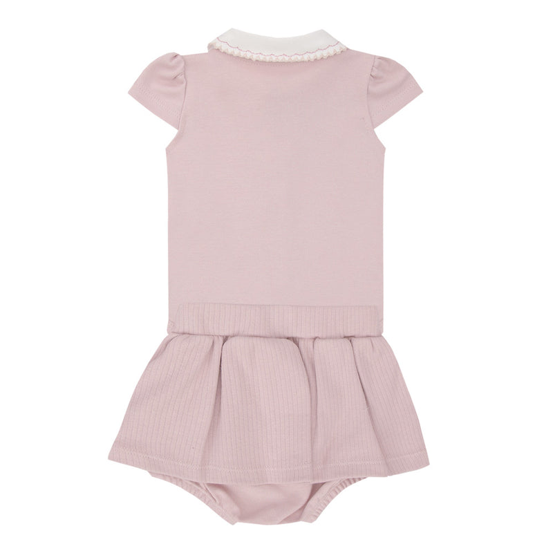 Conjunto Baby Feminino Body Suedine Manga Copinho Bordado com Tapa-Fralda e Sainha - Image 5