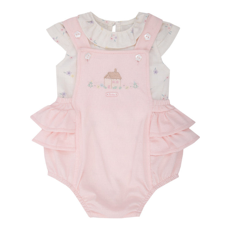 Conjunto Baby Feminino Body Floral Malha Conforto com Jardineira Texturizada e Babado - Image 2