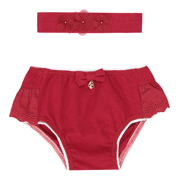 Kit Presente Calcinhas Infantis Malha Conforto com Tiara Florzinhas e Lacinho Pingente