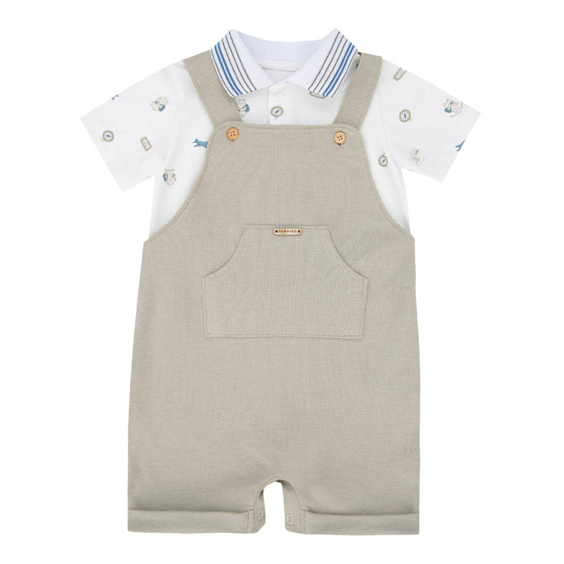 Macacão Bebê Piquet com Camiseta Embutida Gola Polo e Jardineira - Image 5
