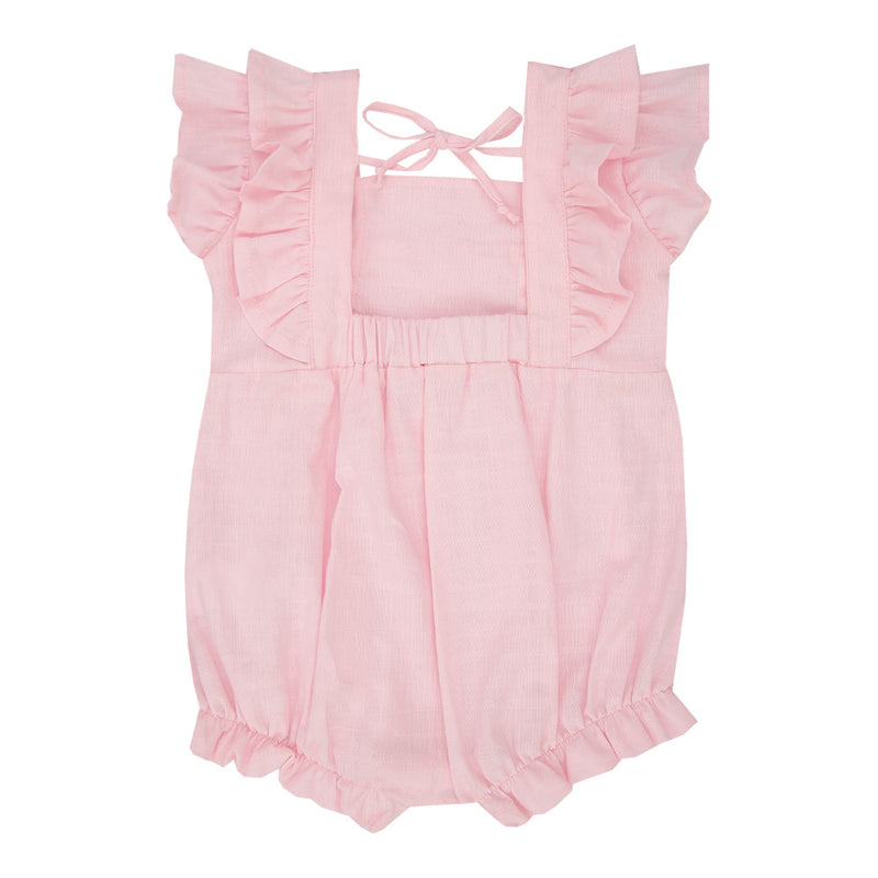 Macacão Curto Bebê Feminino Algodão com Babado Franzido e Amarracão - Image 5