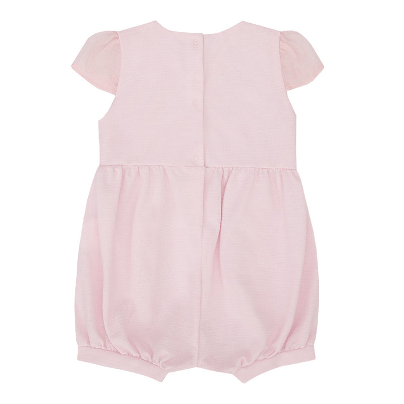 Macacão Curto Bebê Feminino Manga Copinho Chiffon com Bordado e Laço - Image 5