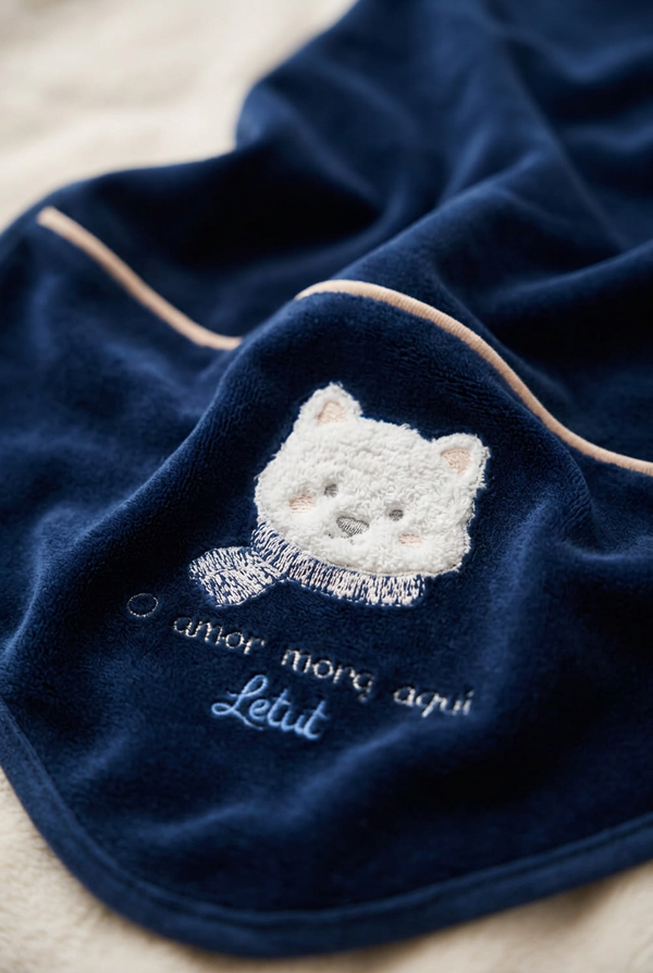 Manta de Bebê em Plush com Bordado Decorativo e Frase em Tamanho Único