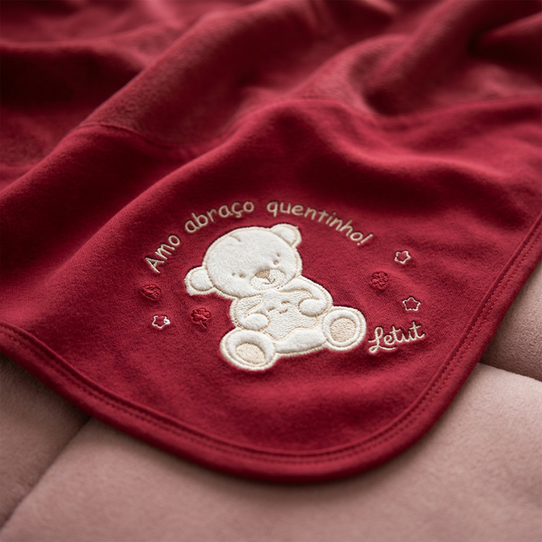 Manta de Amamentação em Plush Liso Aveludado com Frases Bordadas