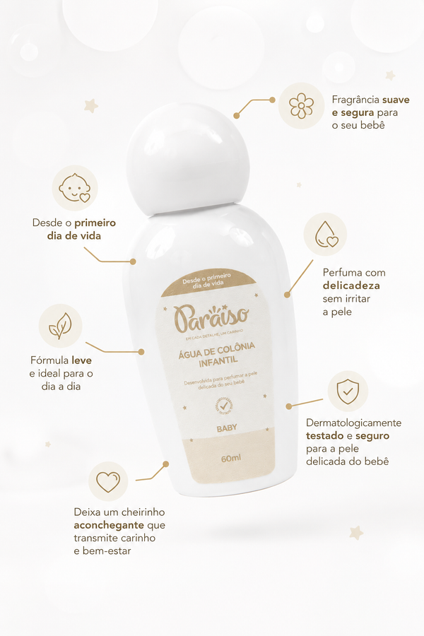 Água de Colônia Infantil Paraiso sem Álcool 60ml
