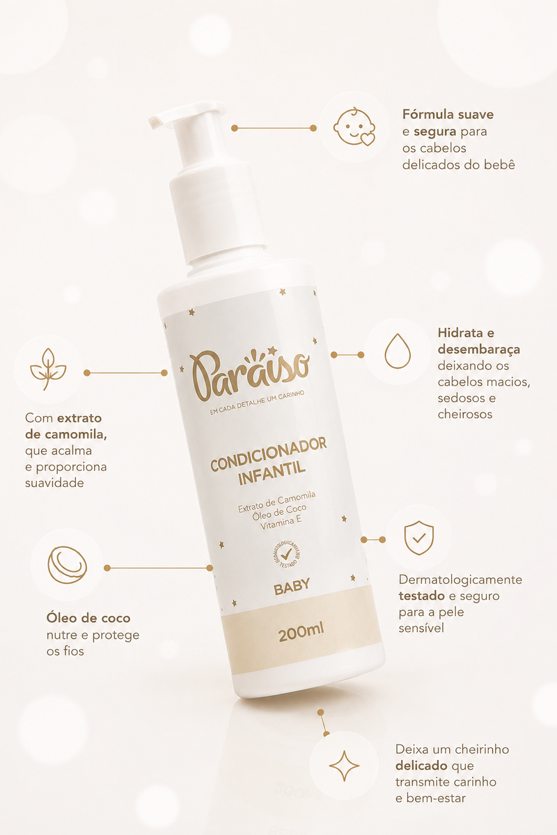 Kit Banho Completo Paraiso Baby | Shampoo + Sabonete + Condicionador Infantil - Image 5